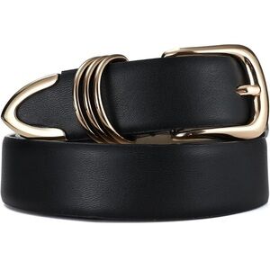 Size large black Belt with Gold Buckle